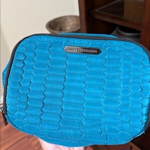 Aimee Kestenberg Quilted Cosmetic Pouch Teal Travel Makeup Bag Zip Case